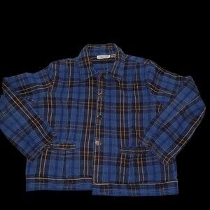 New Direction Women's Cabincore Chunky Flannel Blue Plaid Shacket Lumberjack XL